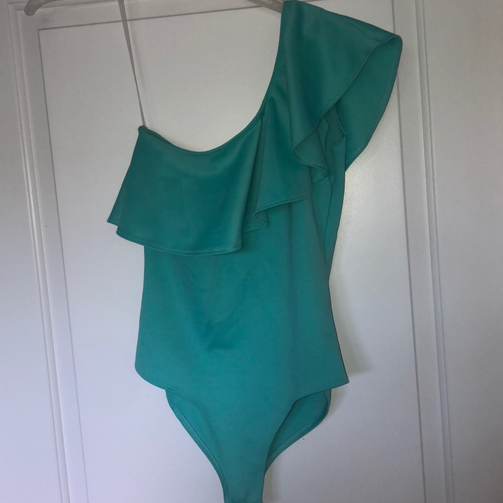 Charlotte Russe Mint ruffle body suit